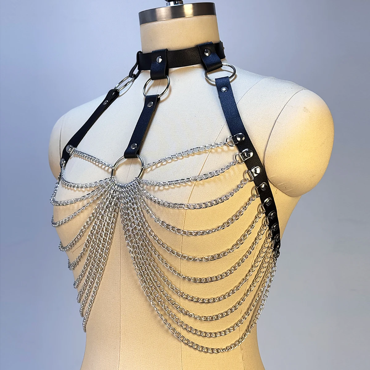 المرأة الاتجاه فاسق حزام موضة بولي Leather حزام خصر من الجلد الإناث الشارع نمط الديكور الجسم حزام على شكل سلسلة القوطية الملابس والاكسسوارات