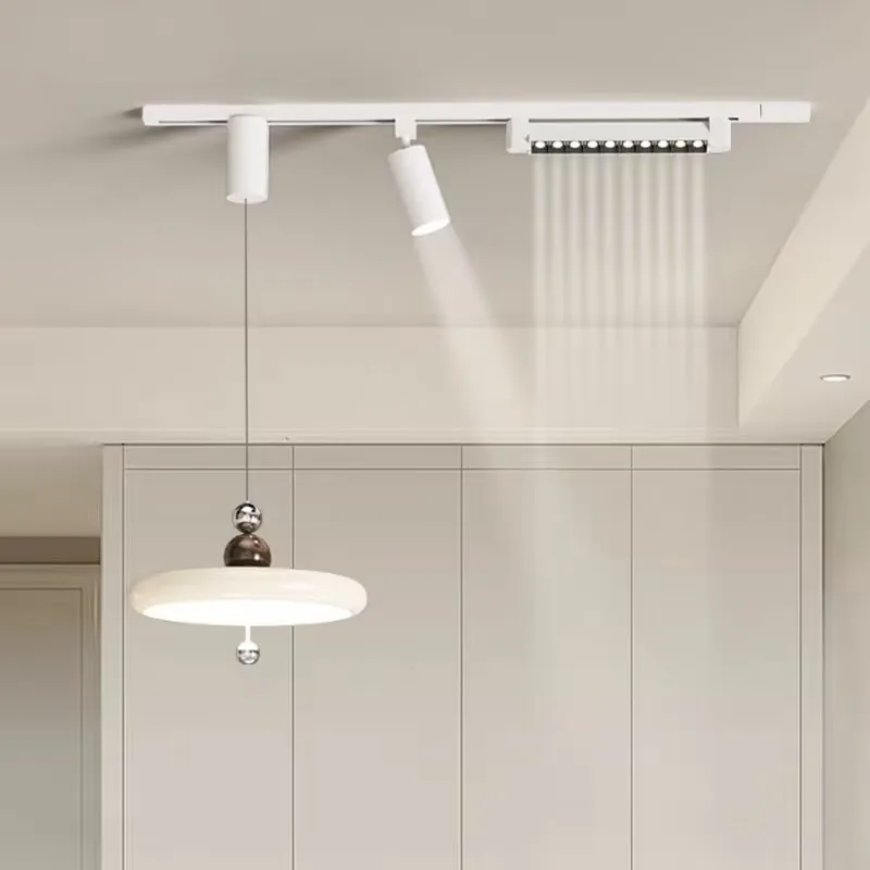 

Ceiling lights on the track for the coffee shop, cream style dining ceiling lights, movable bar lights, long hanging lamps