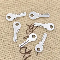 40pcs Charms Lovely Key 19x7mm Antique Silver Color Plated Pendants Making DIY Handmade Tibetan Silver Color Jewelry