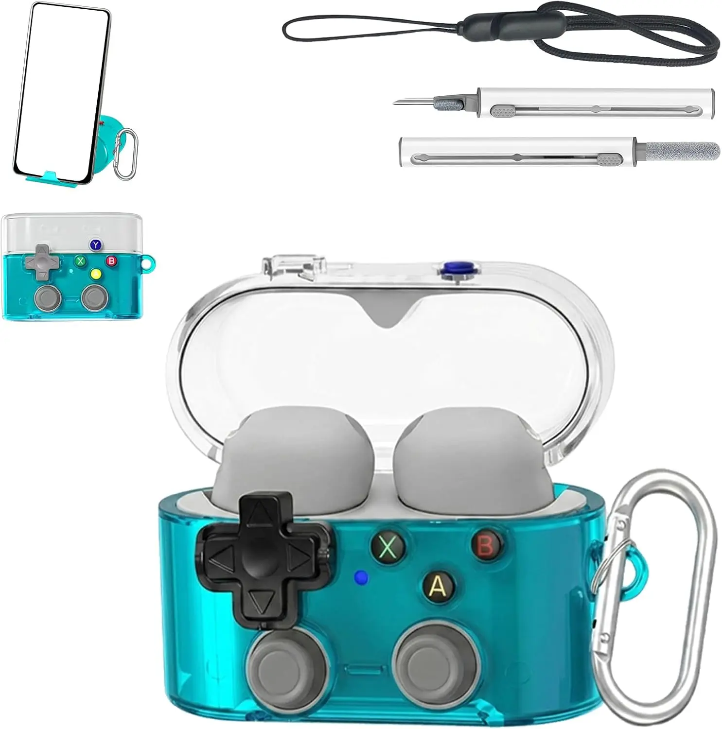 Secure Lock for Sony WF-1000XM6 Case Game Console Style Transparent Cover with Lockingf Clip & Pressable Buttons for WF-1000XM6
