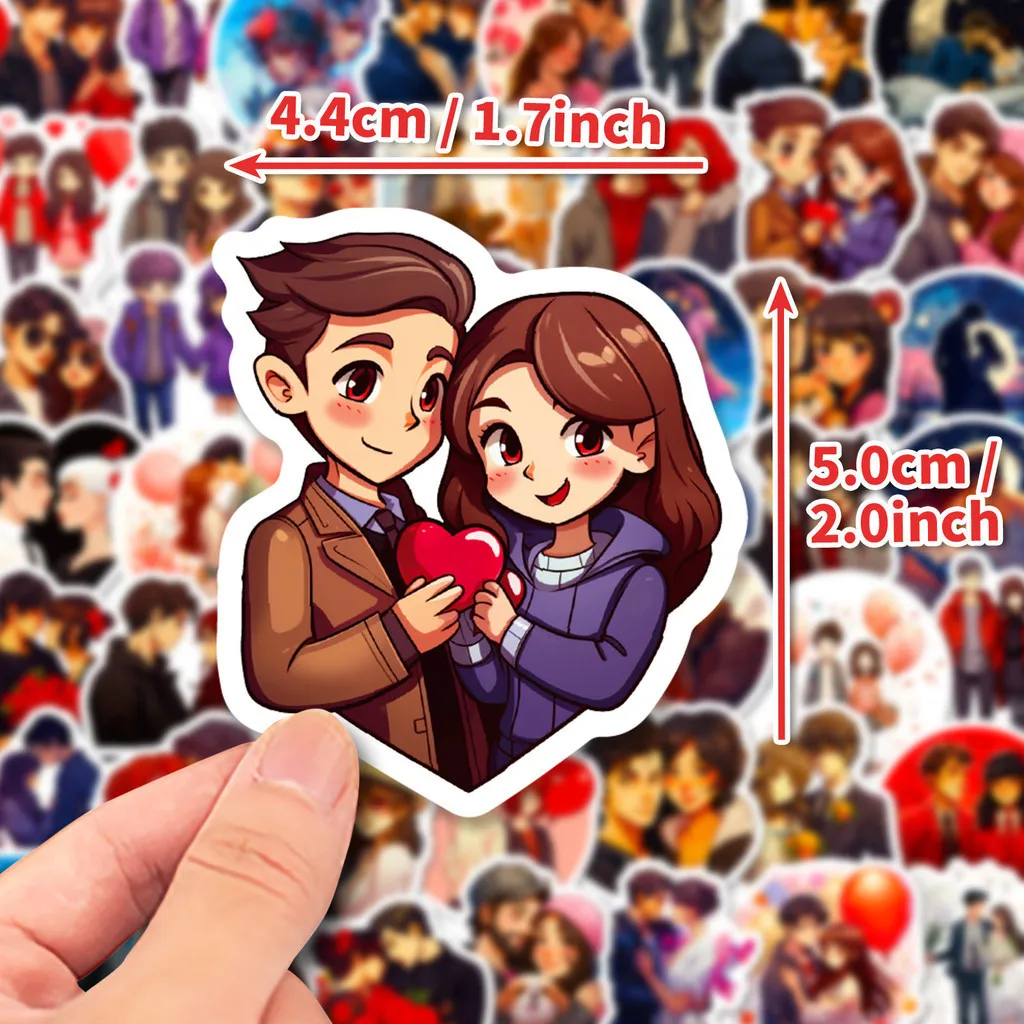 50개 만화 애니메이션 커플 일상 생활 방수 그래피티 스티커 헬멧 자전거 핸드 어카운트 블링블링스티커스 스토어