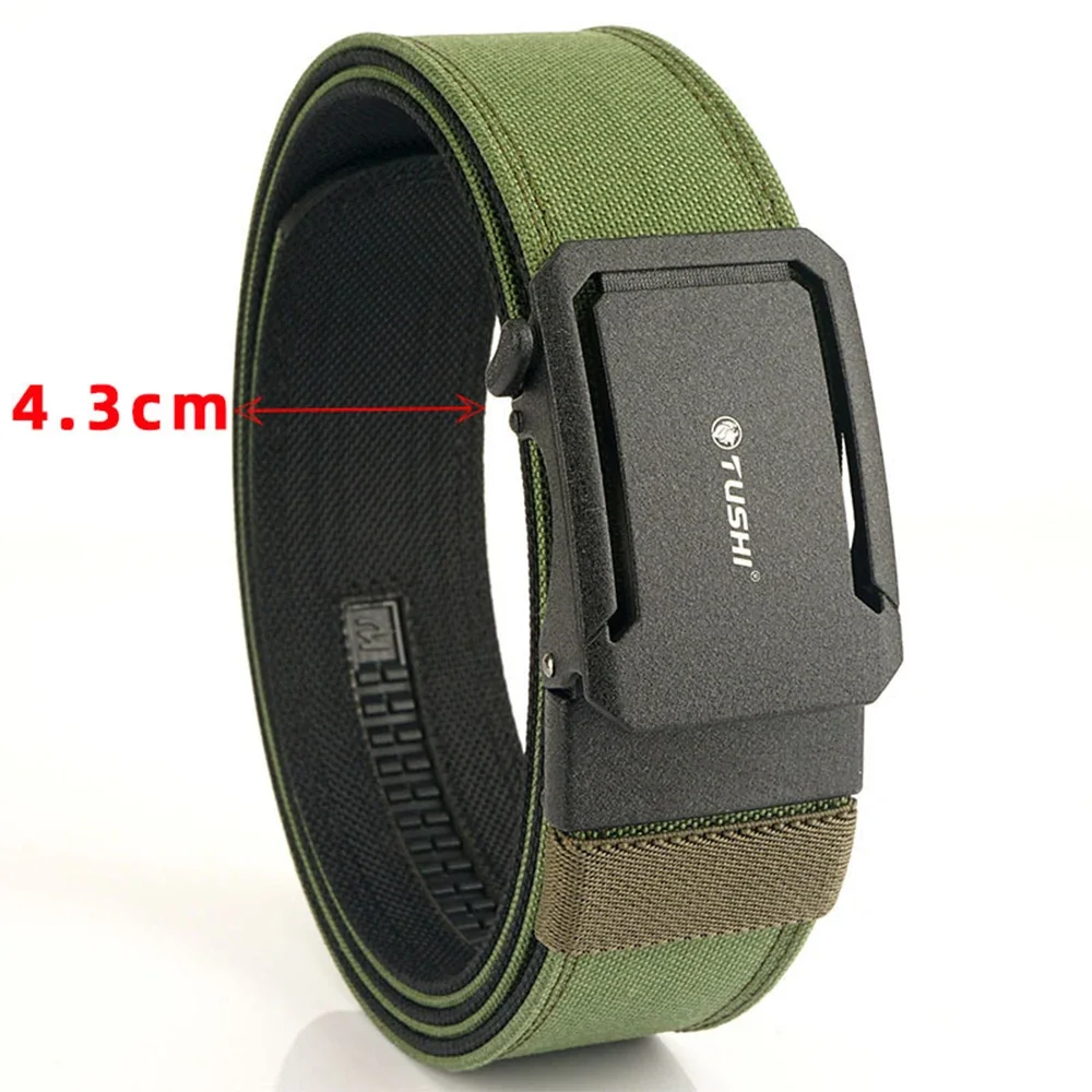 TUSHI Brand 4.3 Wide Thickened Gun Hanging Double-Layer Nylon Cloth Belt Versatile Outdoor Tactical Automatic Buckle Men's Belt