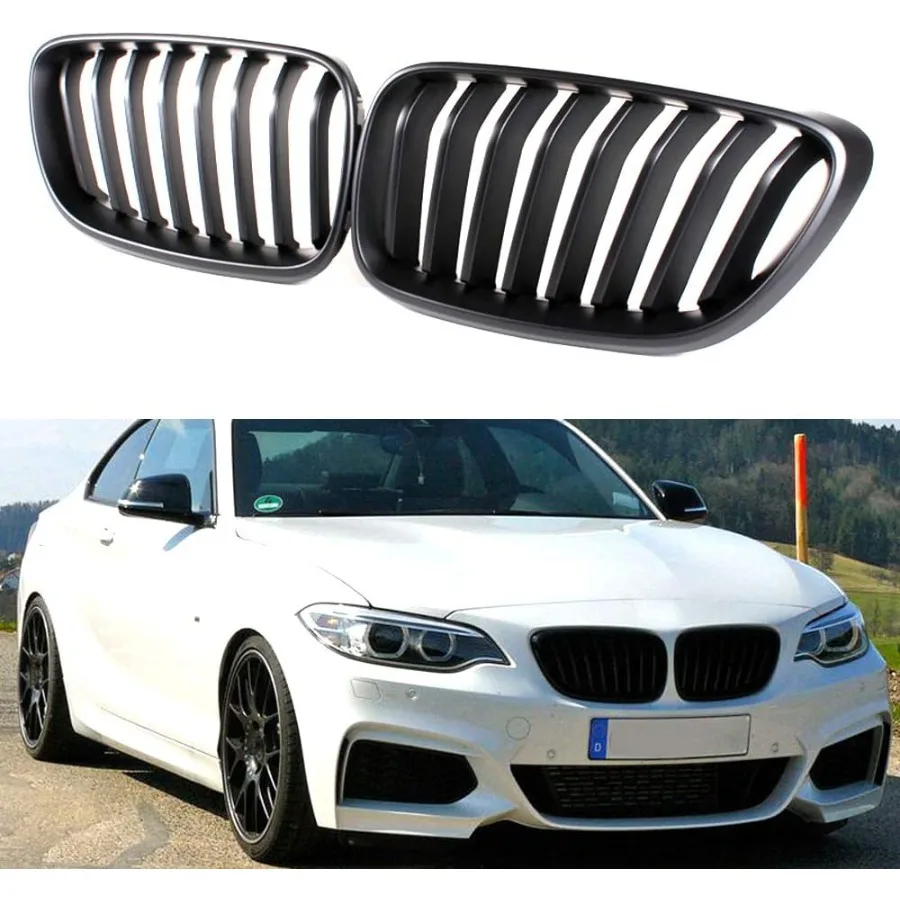 شبكة الكلى الأمامية لسيارات BMW 2 Series F22 F23 F87 M2 220i 228i 235i 20142018 موديل أسود غير لامع بديل عالي الجودة #1