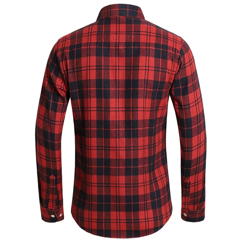 New Fashionable Men's Checked Long-sleeved Shirt, Featuring A Stylish Square Neckline, Is The Perfect Choice for Casual Wear.