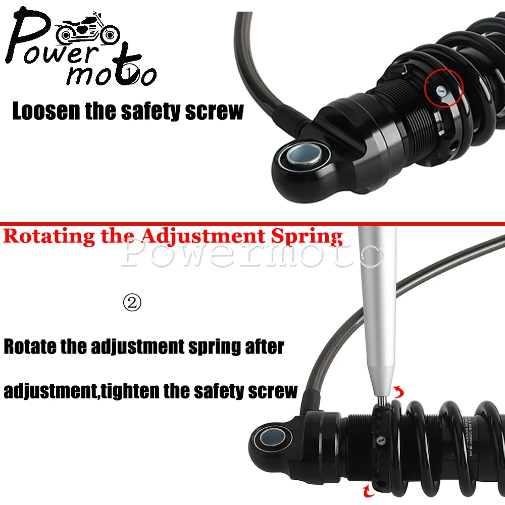 لدراجة نارية Harley Touring Ultra Classic Road King Street Glide قابلة للتعديل زنبركية هيدروليكية للتعليق الخلفي في مركز الصدمات الهوائية #6