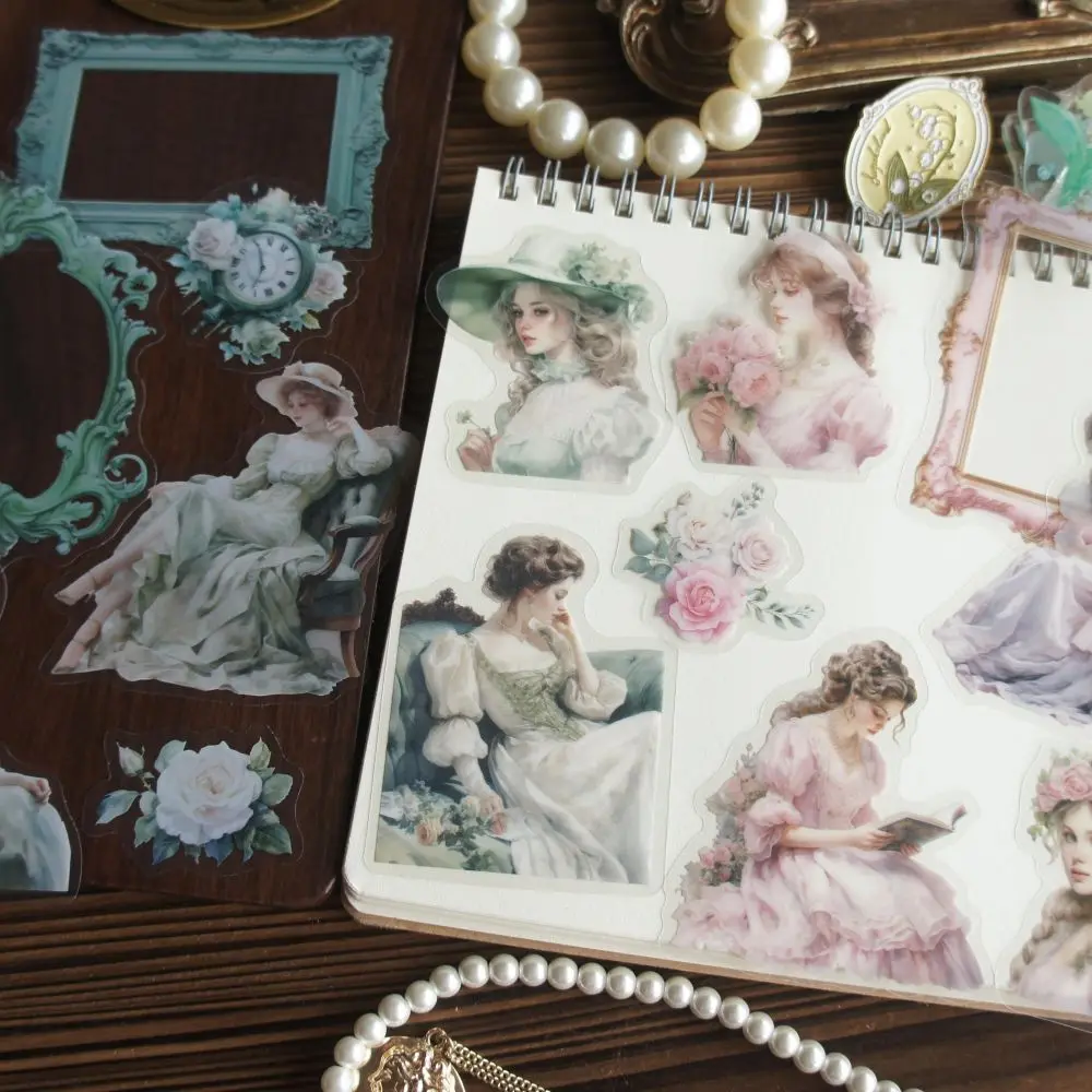 28 Stück weibliche Protagonisten im Stil eines Liebesromans, PVC-Aufkleber, Scrapbooking, DIY, Geschenkverpackung, Dekoration, Etikett