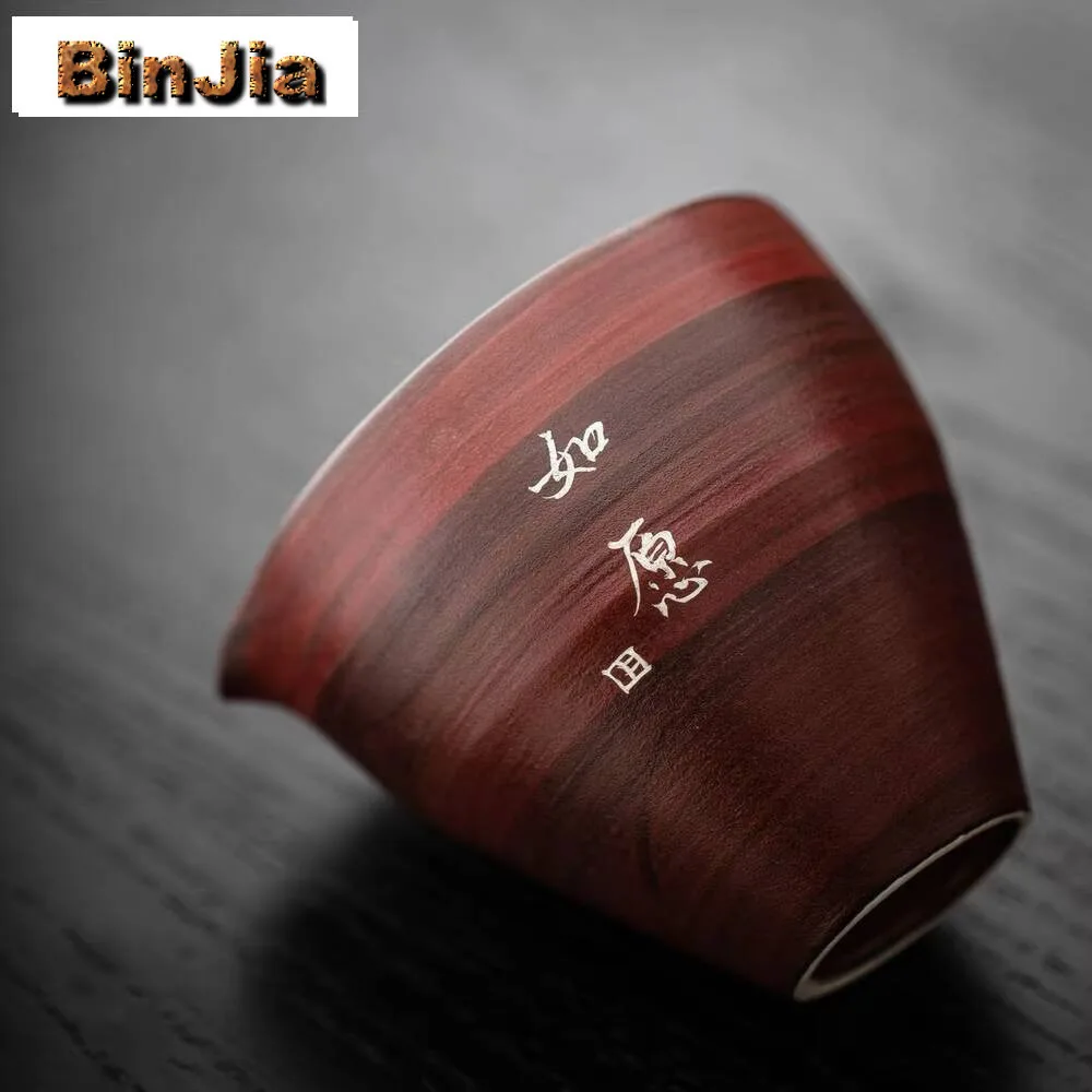 150 مللي الزعرور الأحمر الوردي يين معرض كوب اليابانية النقية الفضة مكتوبة بخط اليد العدالة إبريق الشاي تشا هاي عناصر المعدات الهدايا