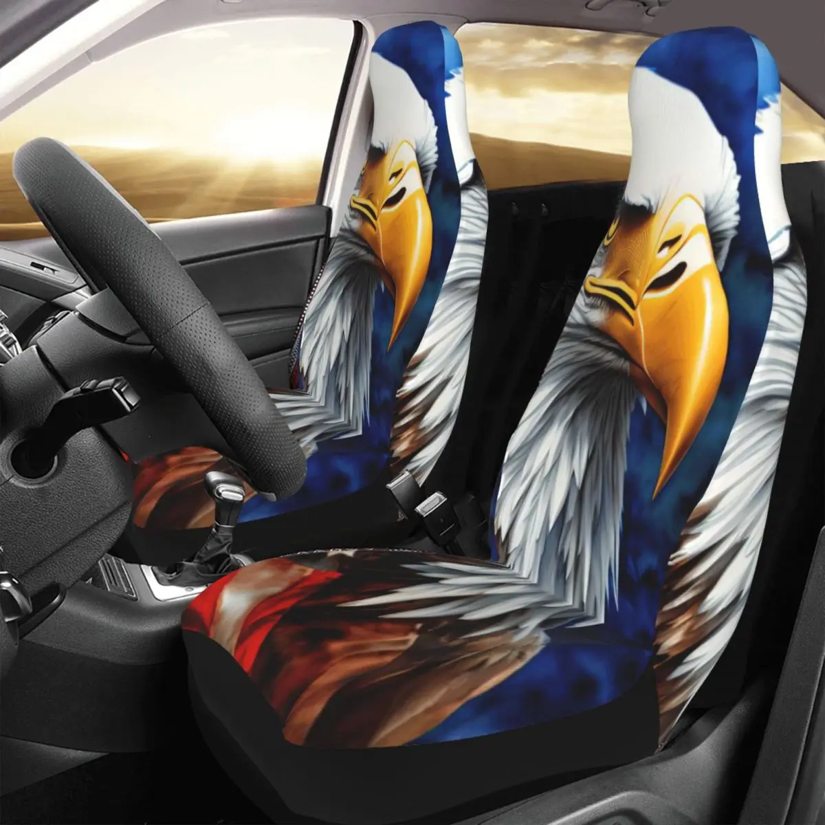 

Eagle United States Car Seat Cover Custom Printing Universal Front Protector Accessories Cushion Set