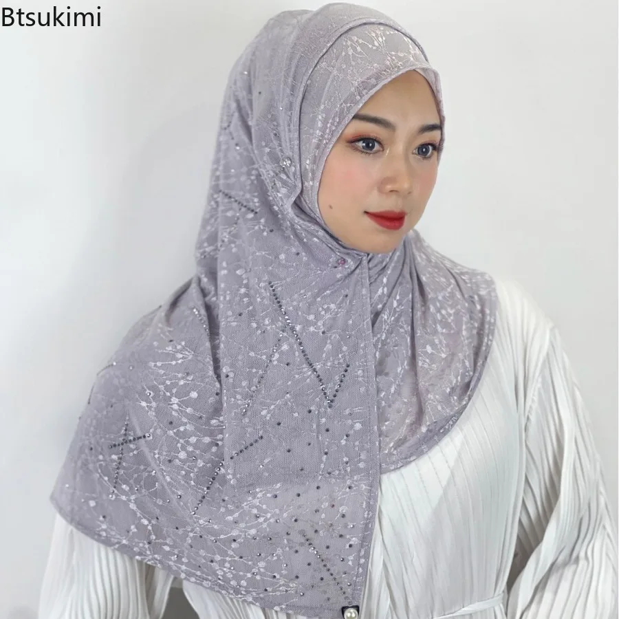 Nouveau femmes musulmanes Hijabs Premium brillant strass écharpe malaisie châle élégant foulard musulman enveloppes doux Turban bandeau châle