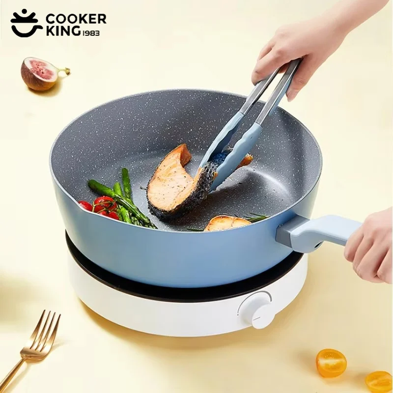 

Сковорода COOKER KING, глубокая сковорода из медицинского камня, кастрюля с антипригарным покрытием, сковорода для стейка, многофункциональная сковорода вок с ручкой