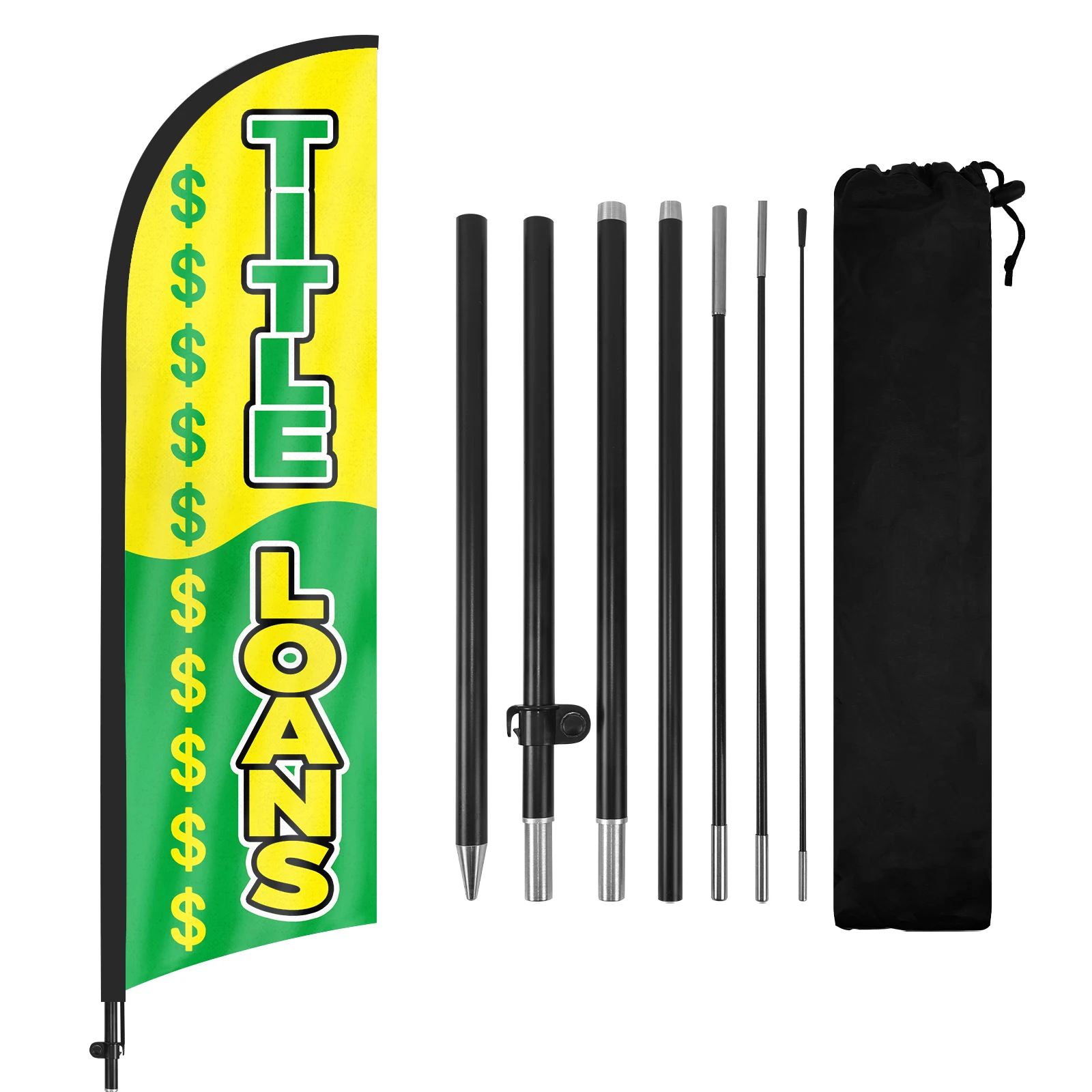 FSFLAG 1PCS 280CM The Title Loans Feather Flag with Flagpole Advertising Outdoor Banner Decoration for Businesse and Storefront