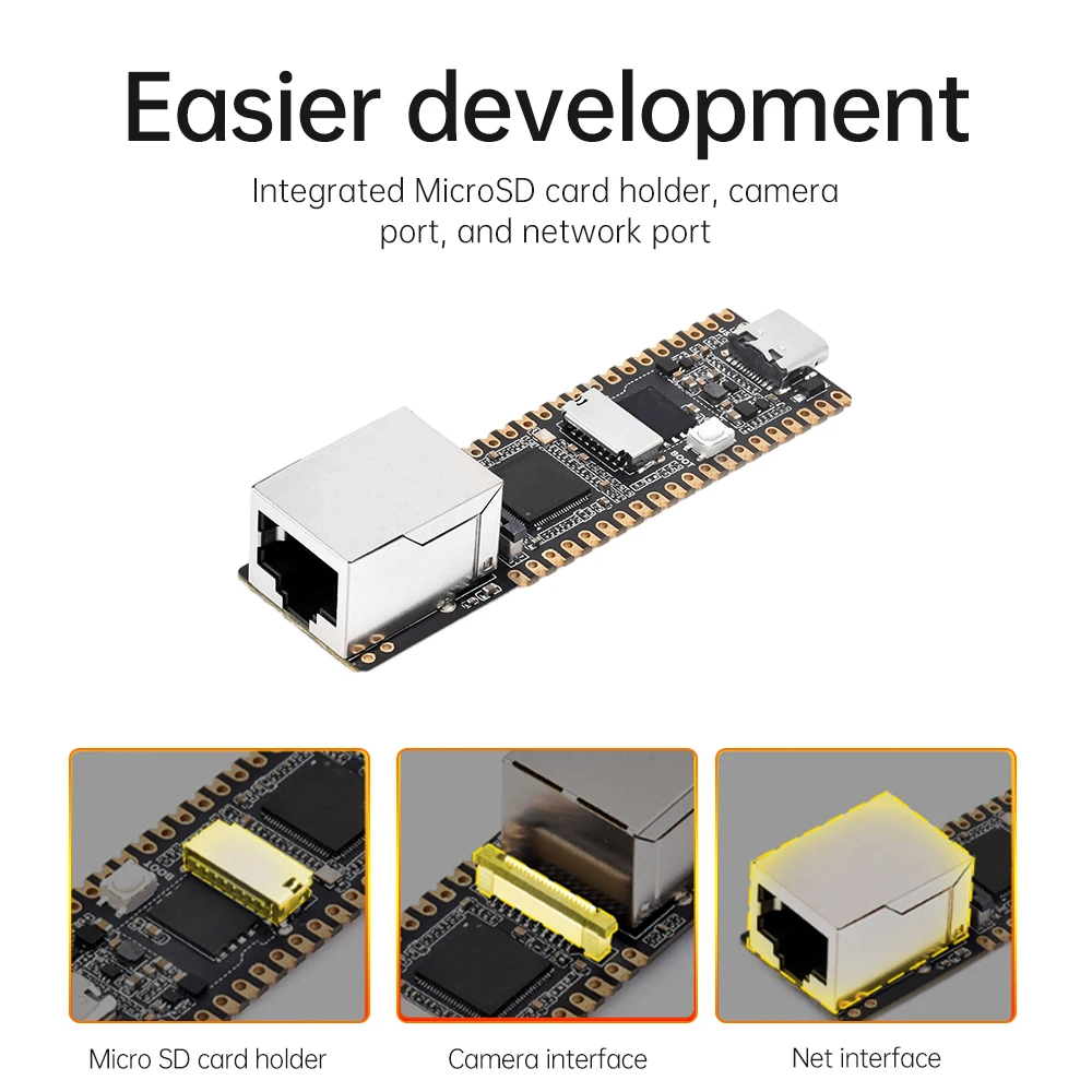 Type-C Luckfox Pico Plus Luckfox RV1103 Linux Development Board Integrates Cortex-A7/RISC-V MCU/NPU/ISP Processors with Ethernet