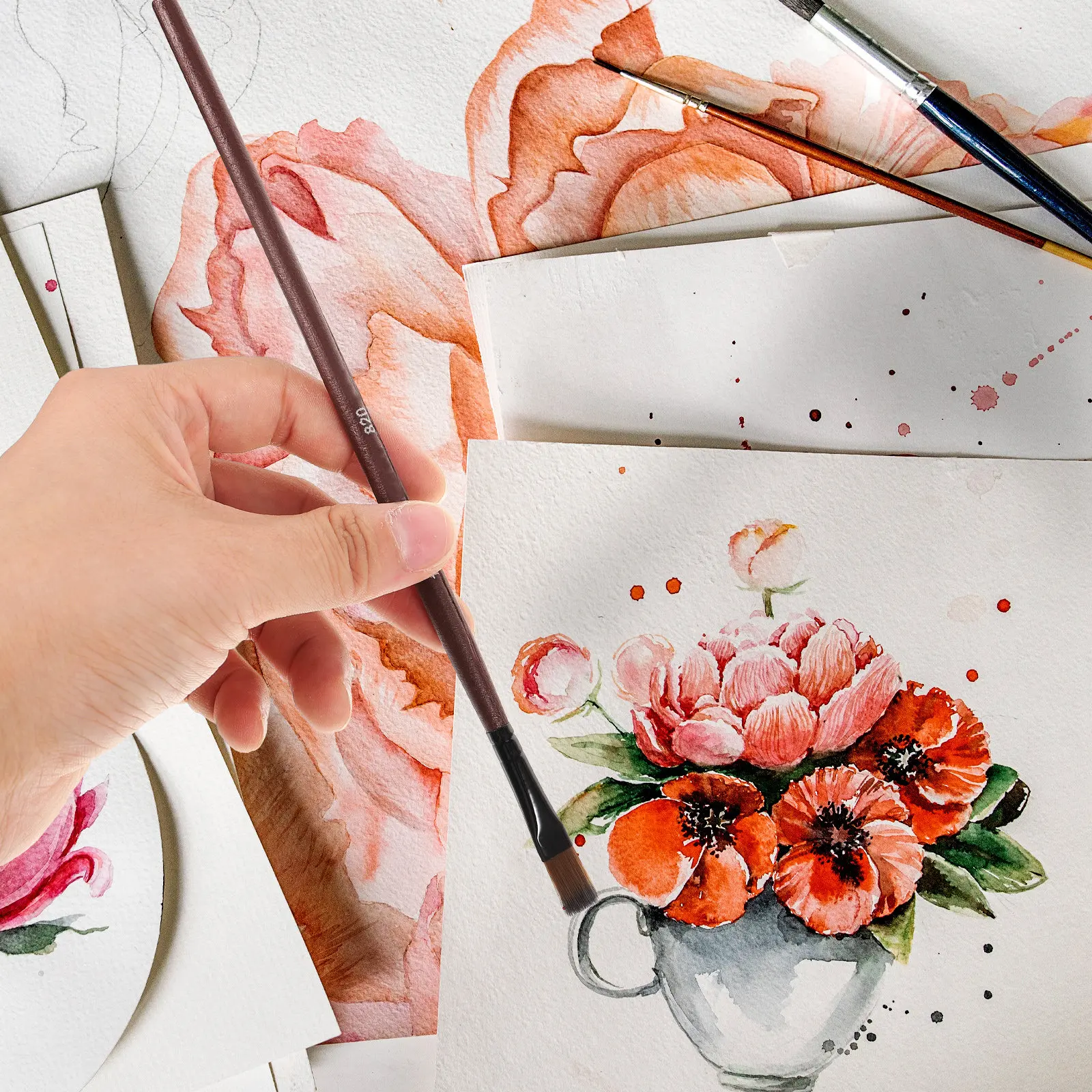 6 pcs Set Painting Brush Watercolor Art Halloween Christmas New Year Art Student Art Teacher Art Students Art Brush Set Weasel