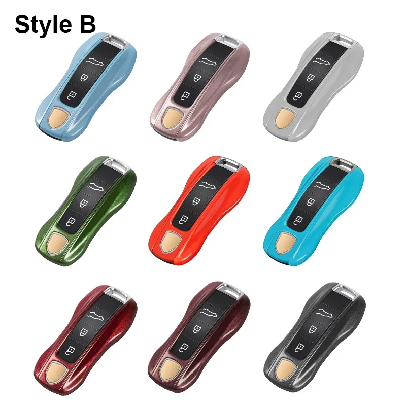 Car Key Paint Case Bordeaux Red Shell Replacement For Porsche Mancan Cayenne Panamera 911 718 Boxster Cayman Taycan 2010-2024