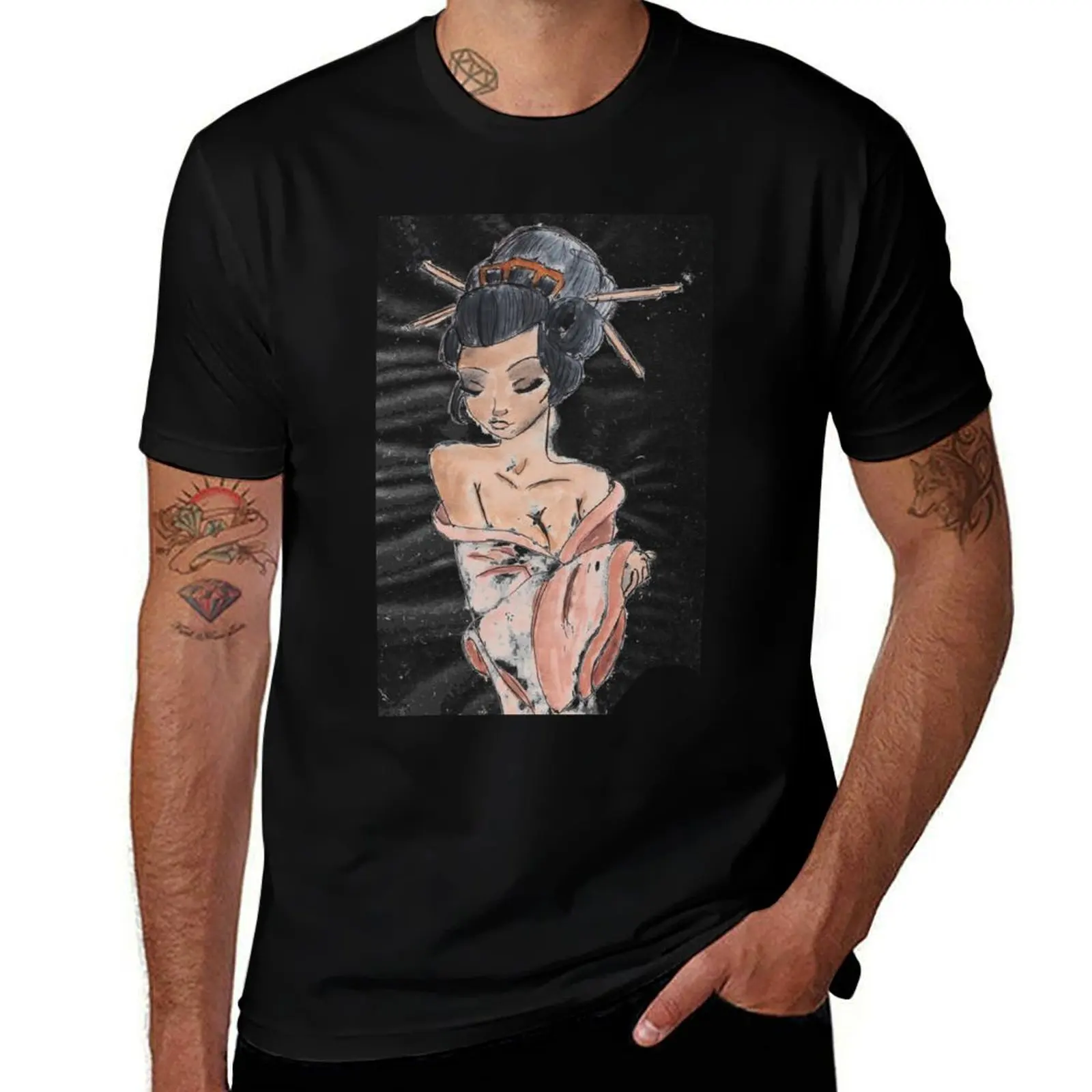 Geisha T-Shirt Casual Fashion Print Tee Top T-Shirt