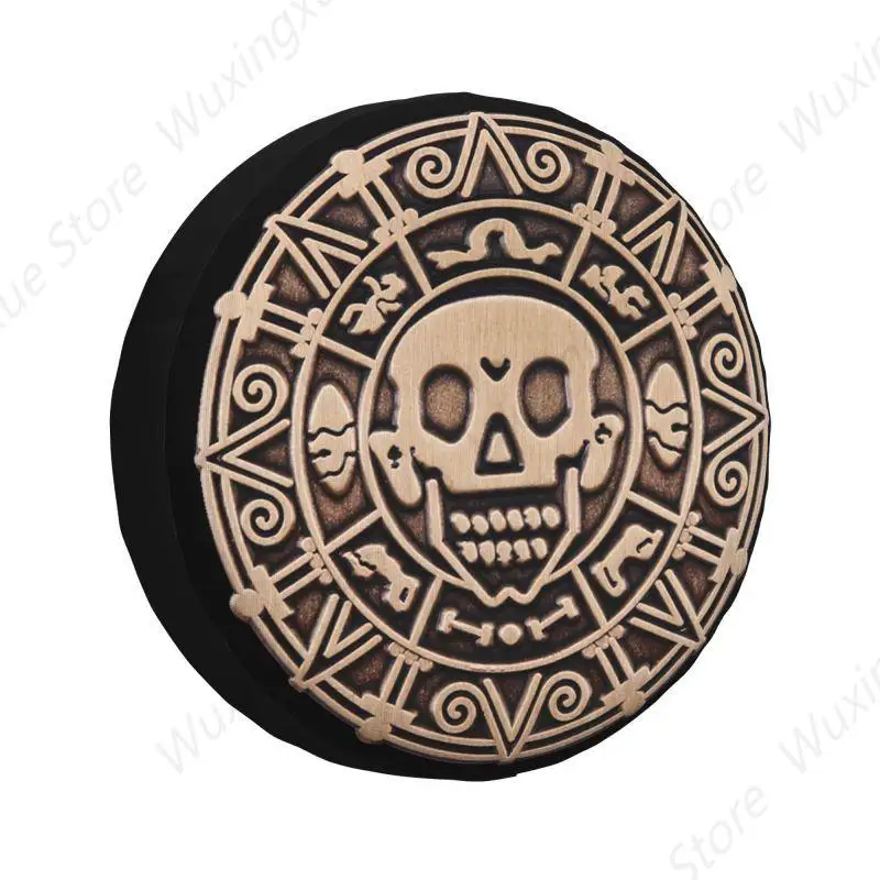 

Aztec Pirates Caribbean Skull Spare Tire Cover for Jeep Honda SUV RV Camper Car Wheel Protectors Accessories 14" 15" 16" Inch