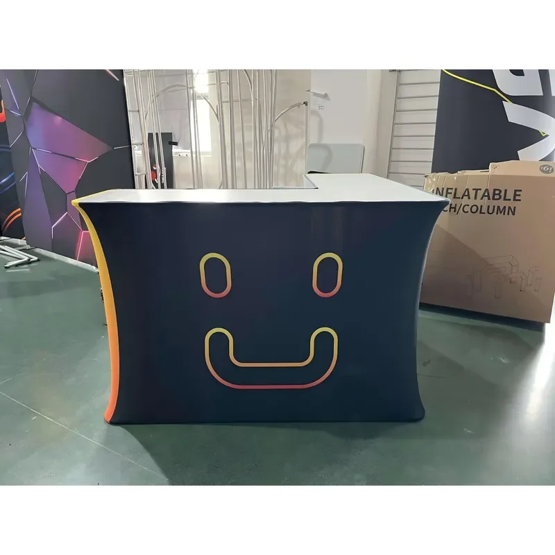 Customized L-shape Table Display Stand Elegant Desk Portable Easy Install Fabric Side Table Reception Coffee Table Set