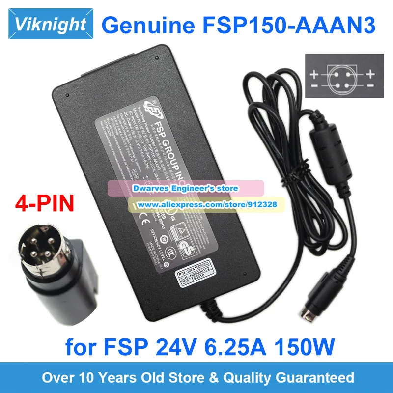 150W 24V 6.25A Ac Adapter FSP150-AAAN3 Laptop Charger 9NA15050003 Round With 4 Pins Tips Power Supply