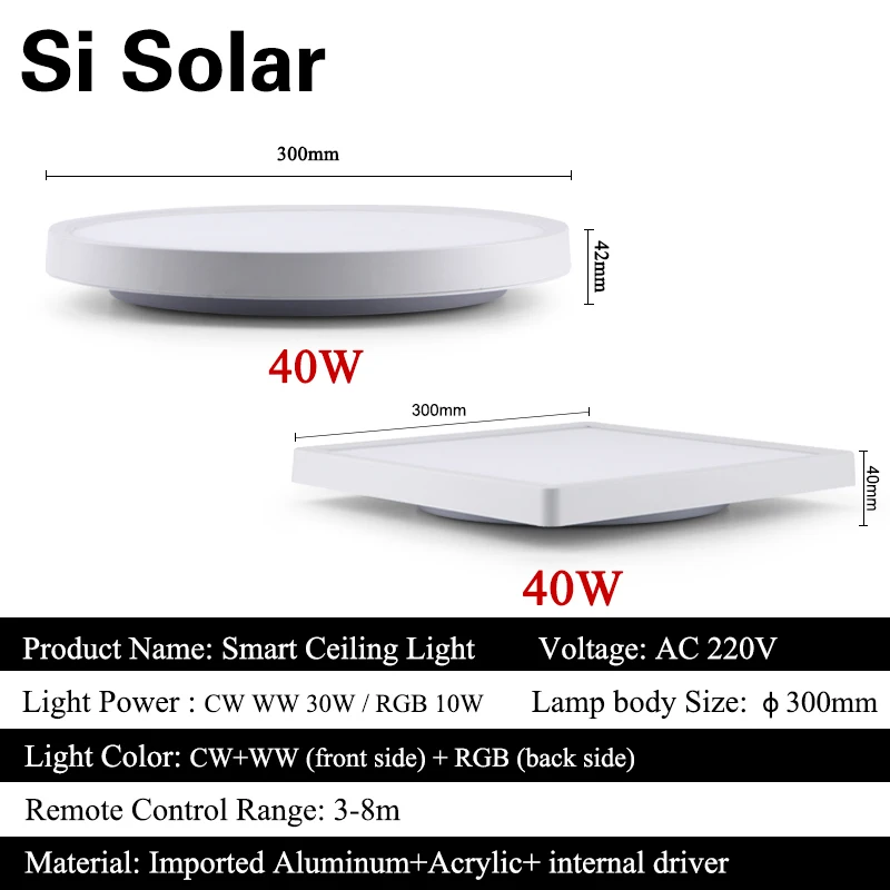 WiFi Smart Ceiling Light With Tuya APP/Alexa/Google RGB Dimmable Indoor LED Ceiling Lights Remote Control Voice Functional Party