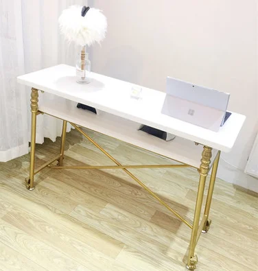 Nordic style gold iron art nail table and chair combination nail table cover decoration nail table single double long table