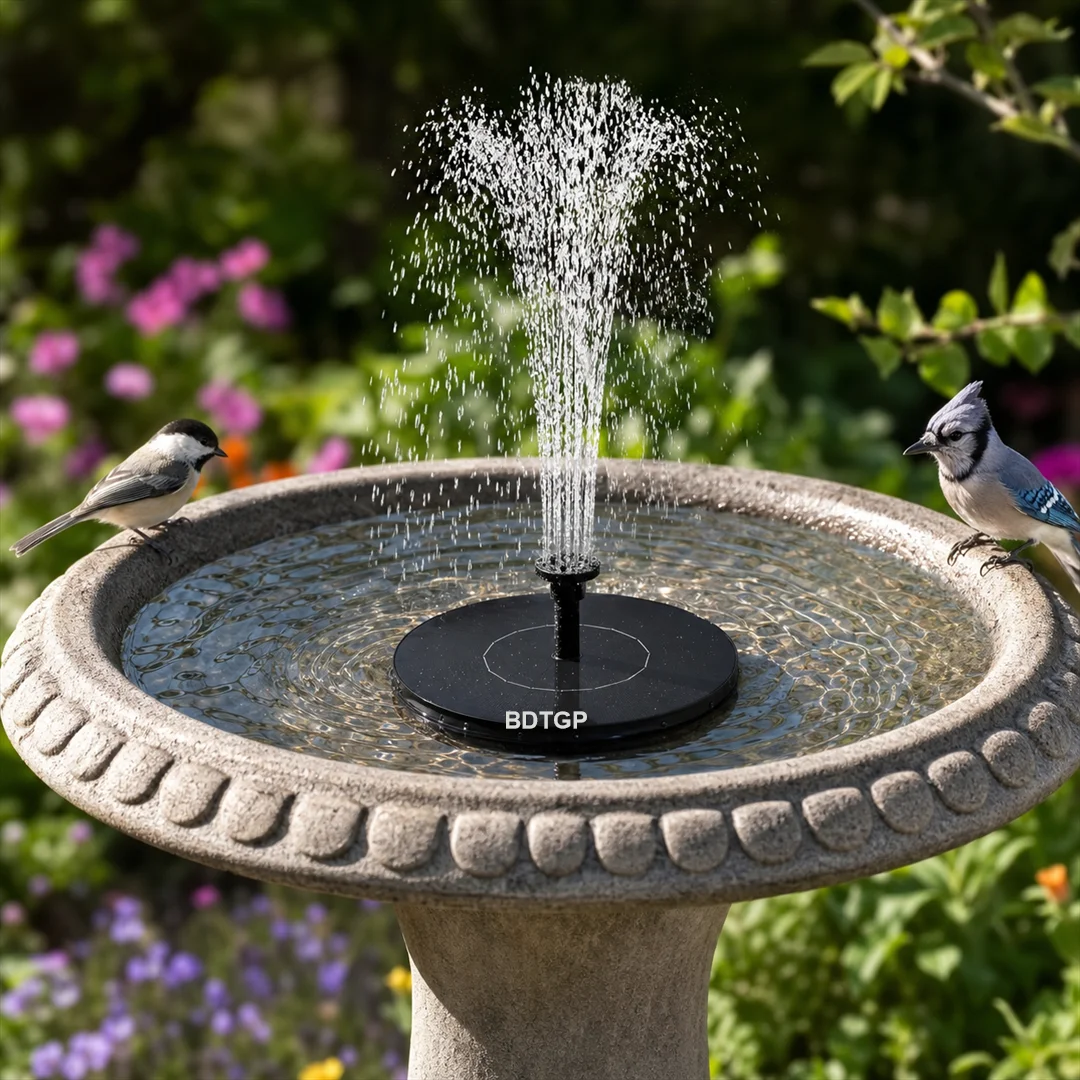 Solar fountain pump, birdbath floating solar water pump, multi-nozzle garden pond fountain, suitable for gardens, fish ponds, water pools, aquariums, and outdoor decoration