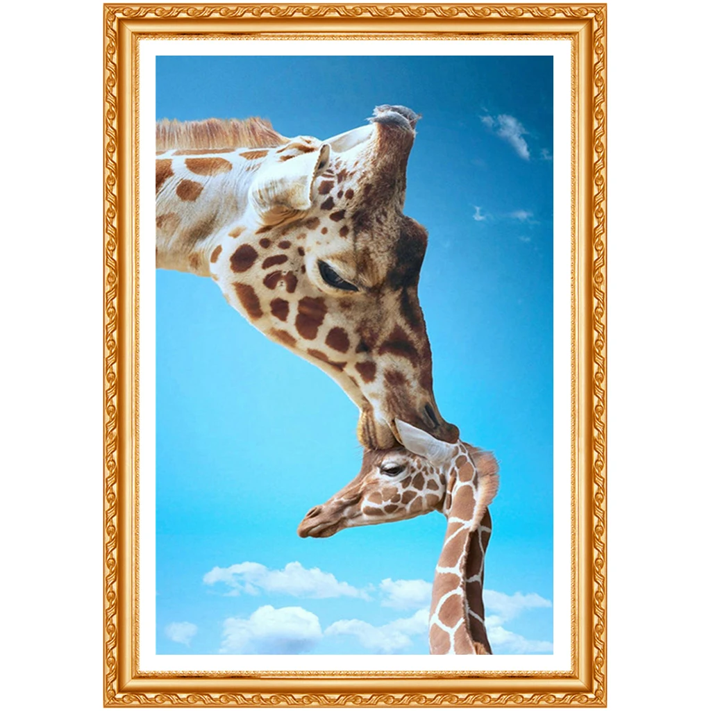 Diamond Painting Cross Stitch Animal Picture of Rhinestones Needlework Home Decor Diamond Embroidery Giraffe kiss BB10470