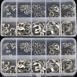 120 pz 1.5/2/3/4/5/6/7/8/9/10mm in acciaio inox E-Clip anello di fissaggio a scatto Kit di anelli di sicurezza E tipo Clip rondelle Kit di assortimento