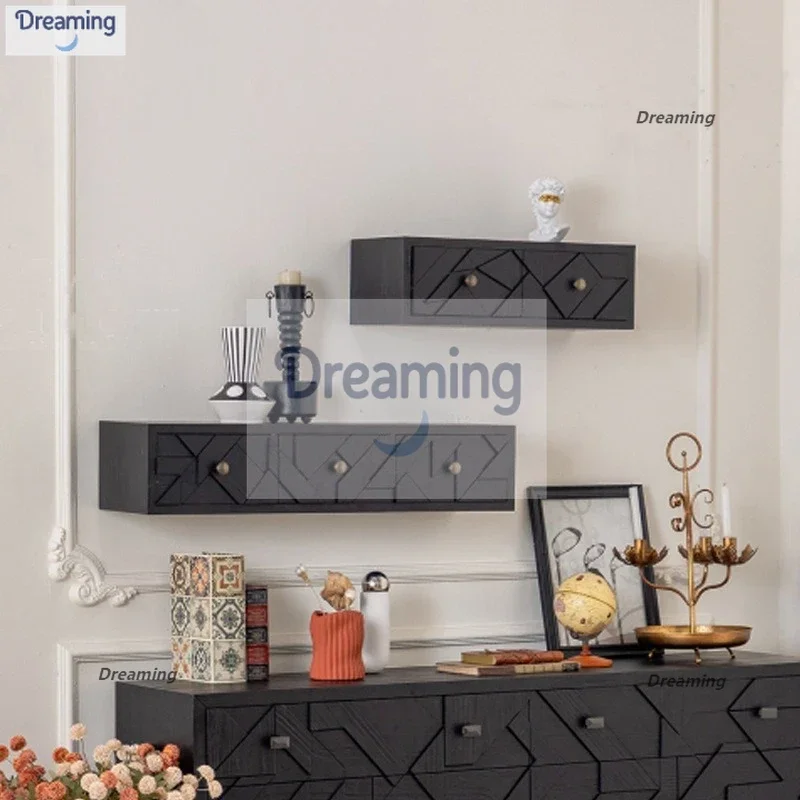 

Nordic multifunctional solid wood hanging cabinet wall rack sundries storage rack bathroom bedroom wall-mounted storage