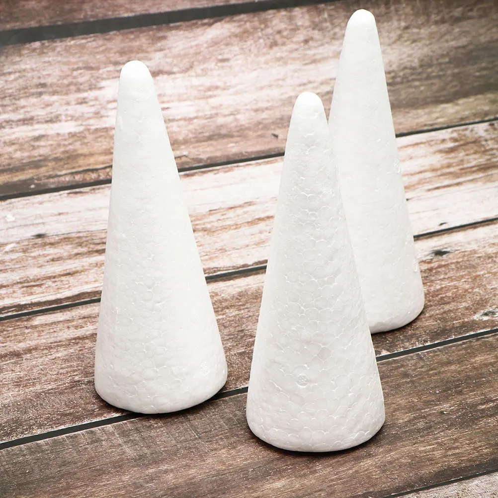 

6pcs White Foam Cones Craft Material For Diy Christmas Tree Decorations Polystyrene Art Supplies Cone Shape Foams
