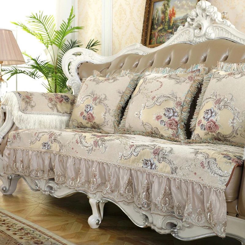 European Sofa Cover Luxury Chenille Four Seasons Universal Sofa Cushion Living Room Anti-slip Slipcover Armrest Towel Home Decor
