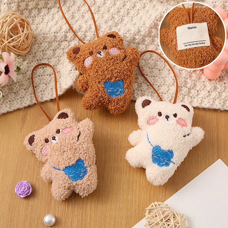 Cute Bear Rabbit Name Sticker Pendant Cartoon Bunny Plush Anti-lost Mark Luggage Tag Charm Lanyard Bag Decor