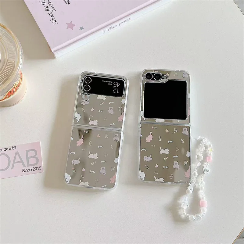 

Bow Cat Mirror for Samsung Galaxy Z Flip 7 6 5 4 Protective Back Cover for ZFlip5 ZFlip6 ZFlip7 Case Shell
