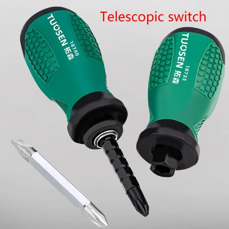 Mini Screwdriver Practical Slotted Cross Stubby Screwdriver Magnetic Telescopic Screwdriver Bit Hand Tool for Repairing M4YD