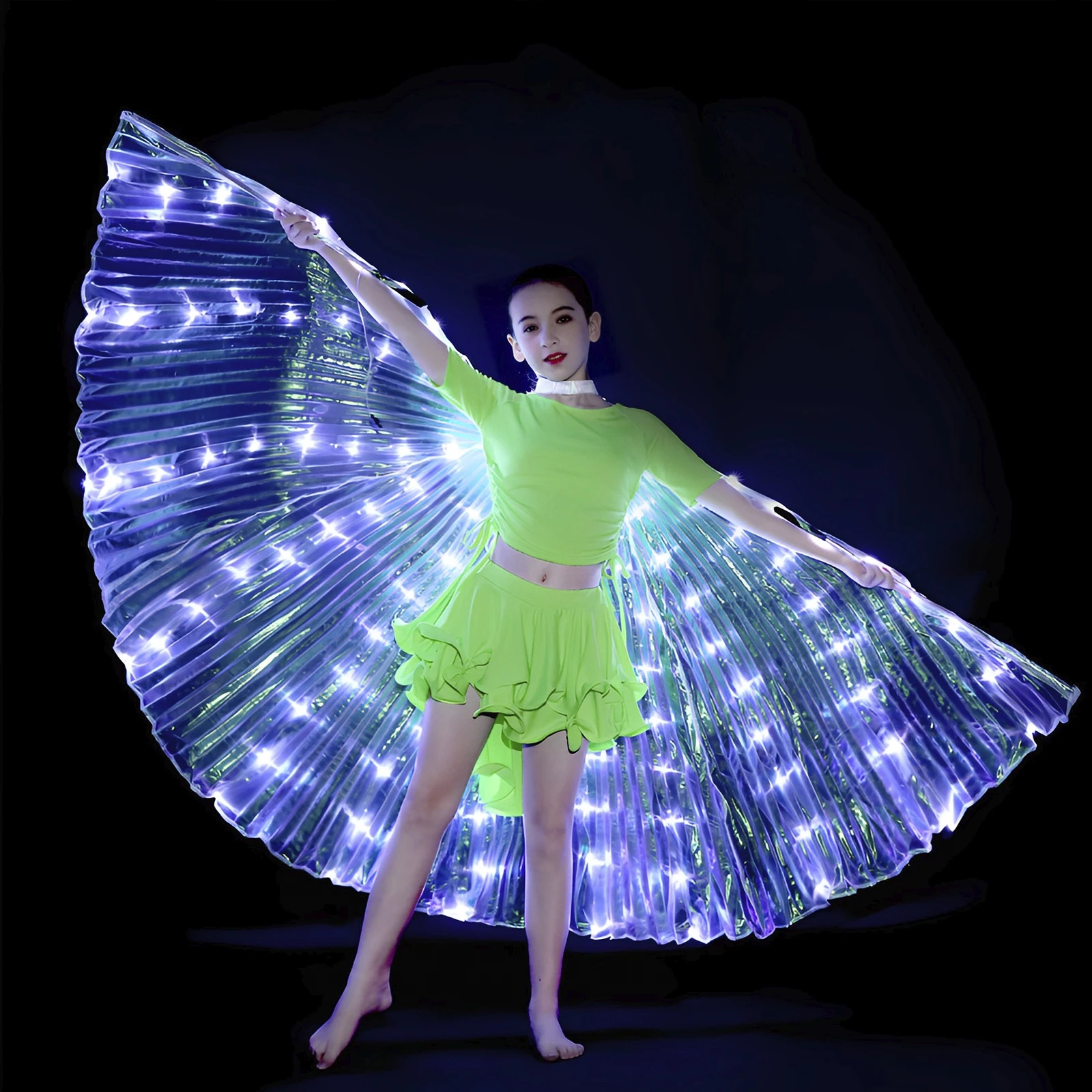 LED Angel Wings Light Up Butterfly Cape Colorful Butterfly Wings Lightweight Portable Belly Dance Costumes Wings for Adults Kids