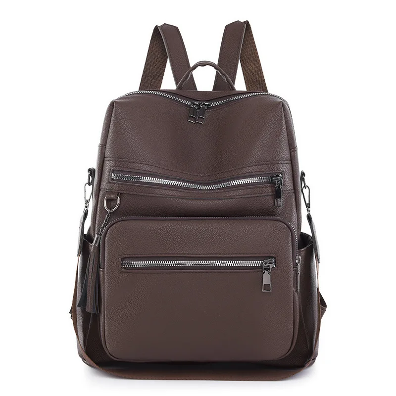 ربيع 2025، حقيبة الظهر المصنوعة من جلد البولي يوريثان الأوروبية والأمريكية هي حقيبة ظهر نسائية كاجوال ذات سعة كبيرة. الجملة