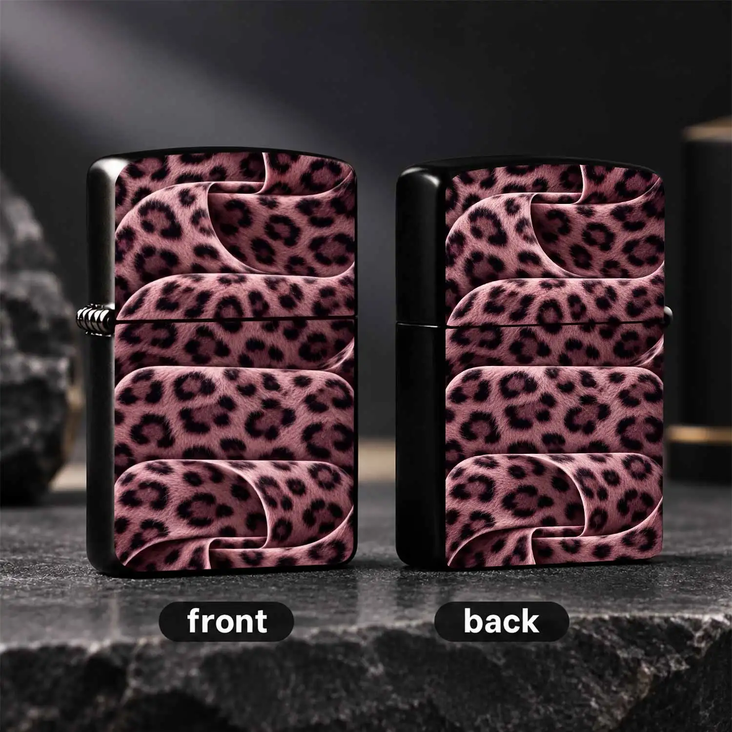 Stylish Dusty Pink Leopard Print Lighter, Portable Trendy All-Scene Usable Ignition Accessory, Chic High Aesthetic Practical Daily Carry Item, Perfect As Exquisite Holiday Gift For Friends And Trend Lover A Humorous And Interesting Lighter