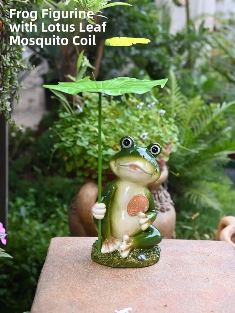 

Creative Frog Mosquito Coil Tray Solar Light Decoration Balcony Garden Decor Outdoor Resin Craft Pigment Painting Country Style