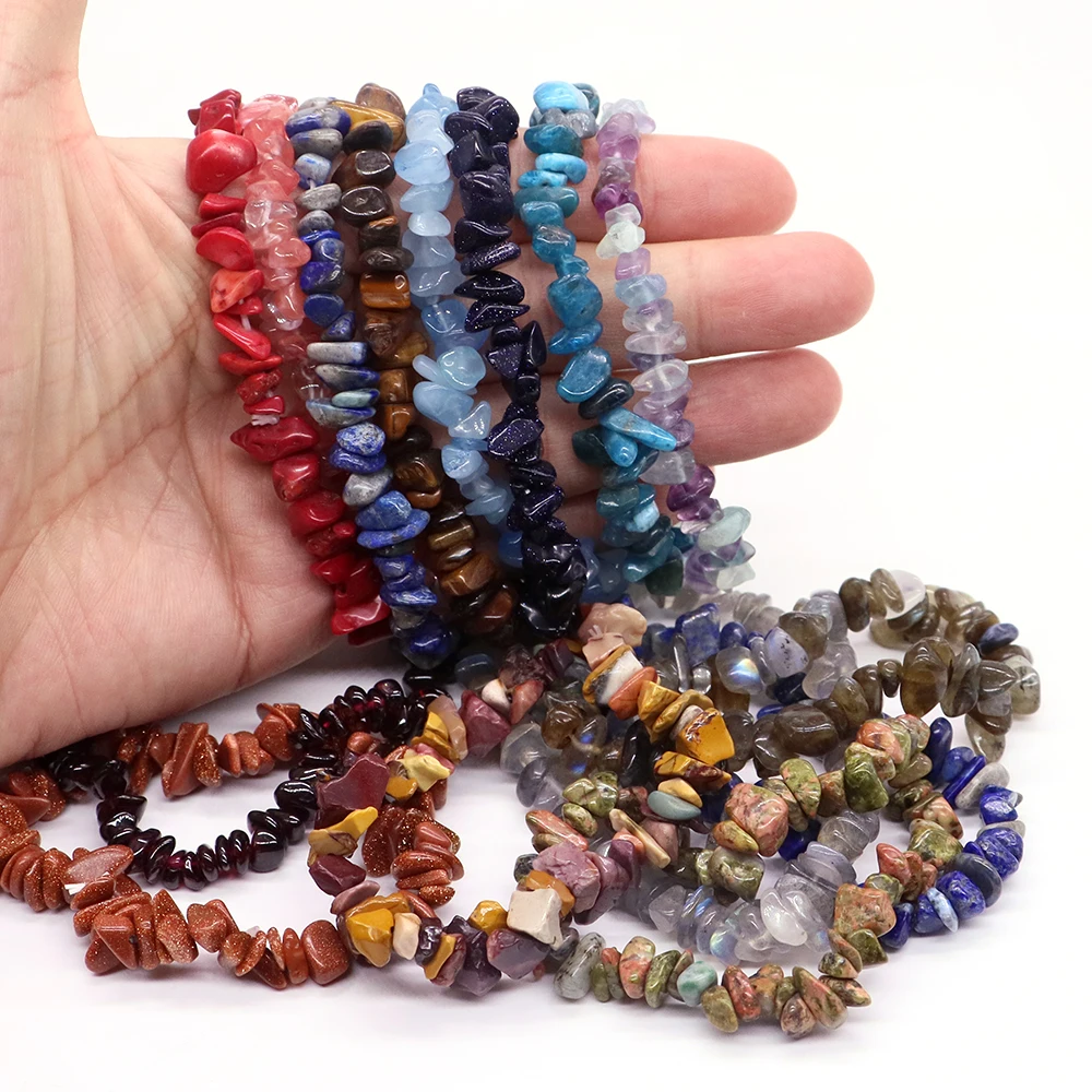 Natural Crystal Irregular Chip Stone Bracelet Beads Energy Stone Jewelry 7 Chakra Amethyst Aquamarine Quartz Wristband Bangles