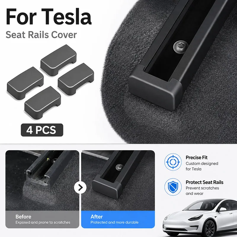 Car Seat Track Rail End Caps For Tesla Model 3 Highland Tesla Model Y YL Juniper 2017- 2025 2026 Anti‑Wear Seat Rails Protector