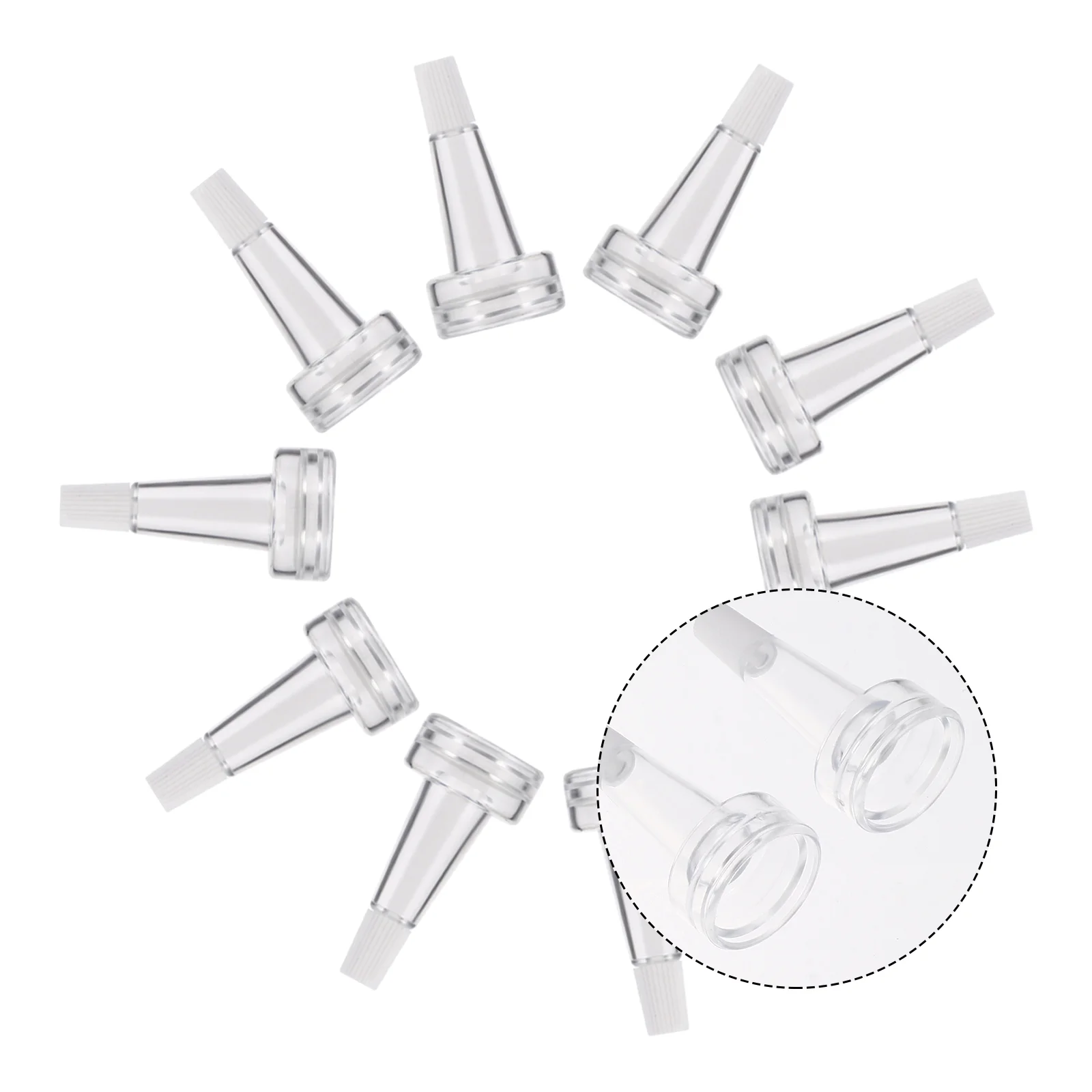 100 Pcs Essence Bottle Trumpet Head Droppers Vial Clear Cap Professional Glass Plastic Liquid Horn Shape