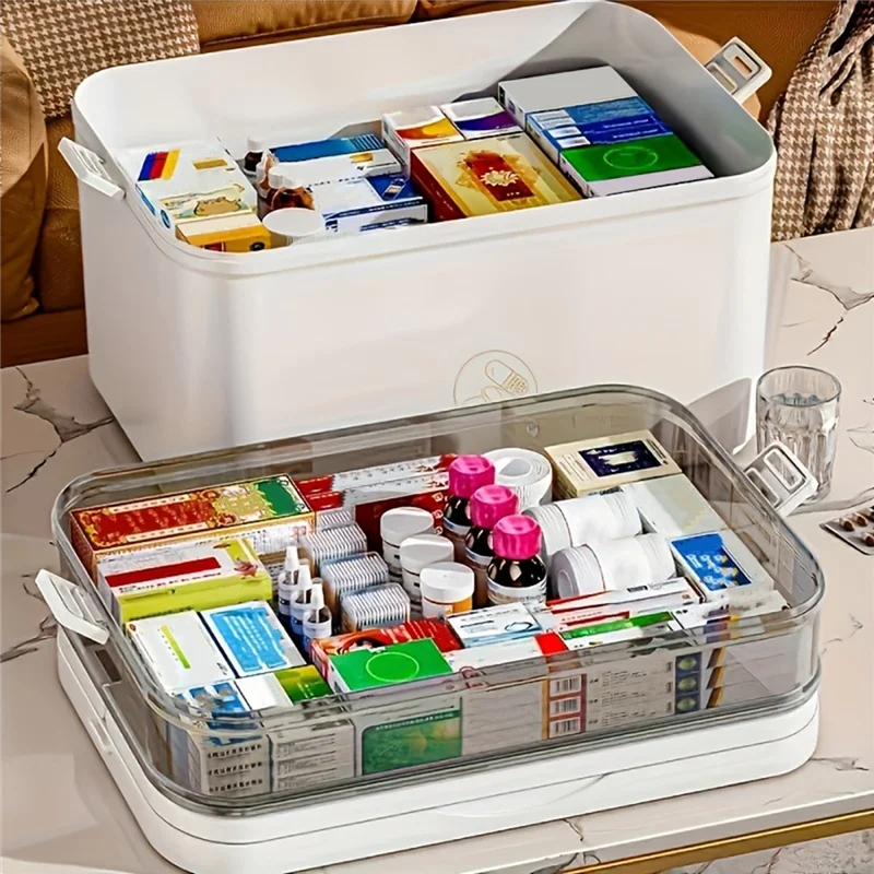【RECOMMEND】Home Kit Portable Box With Multi-Layer Storage Case Large Capacity Emergency Family Box