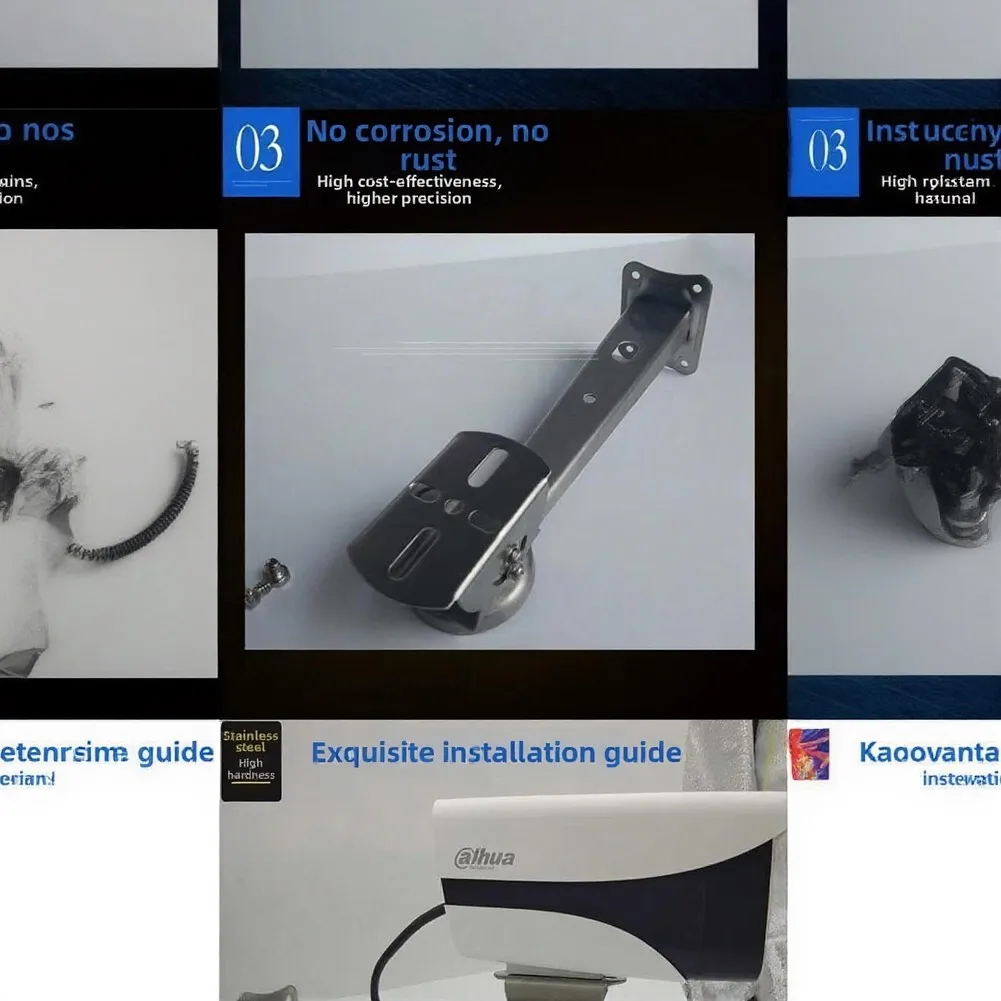 Stainless Steel Wall Mount Camera Bracket for Indoor Outdoor CCTV IP Cameras 360 Swivel 60 Tilt Clean Cable Management