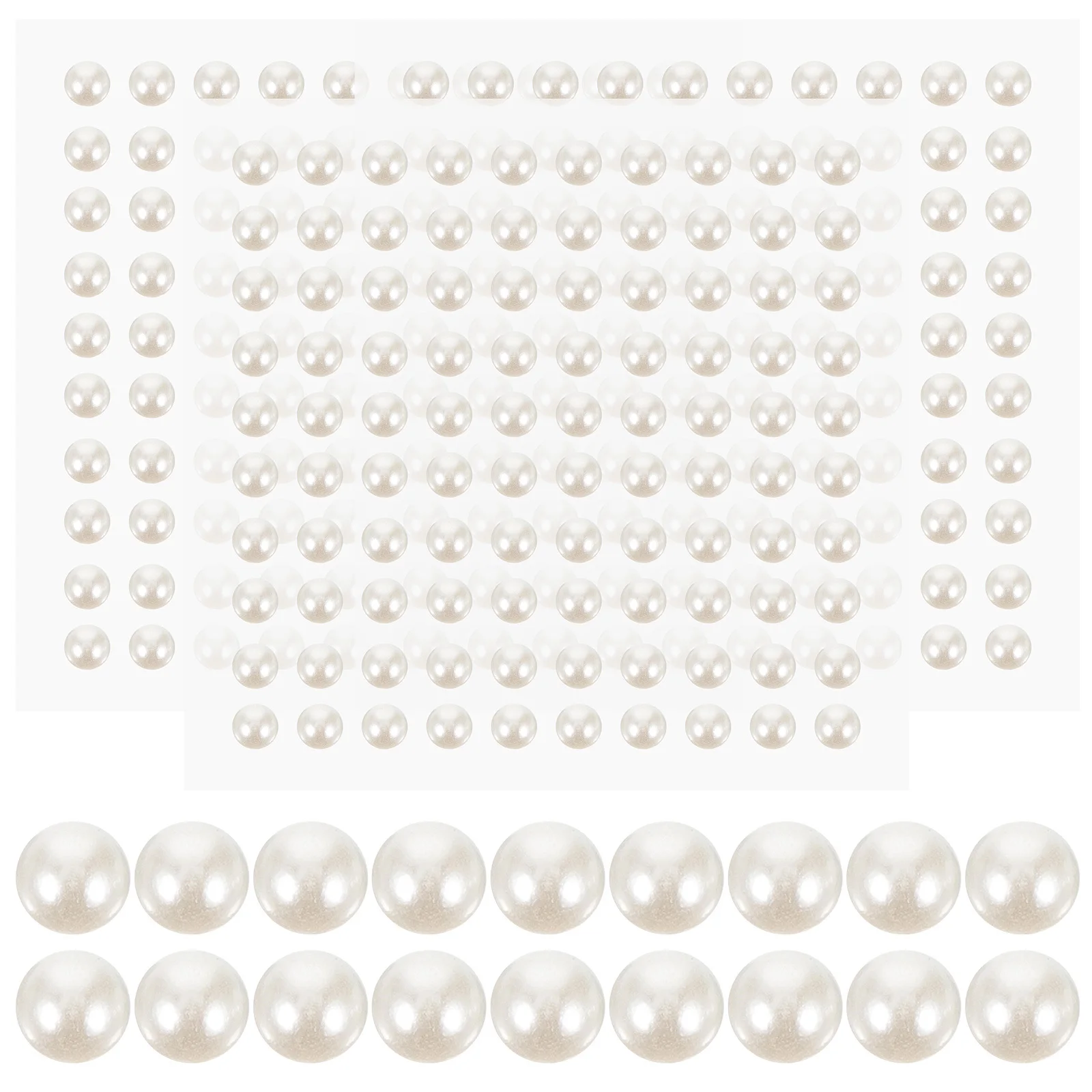 4 Sheets Adhesive Pearl Stickers Mini Face Decoration DIY Pearl Stick on Pearls for Makeup Festival Party Crafts