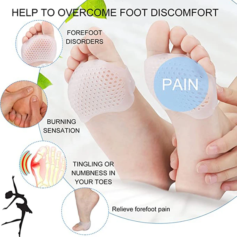 Cushioning Metatarsal Pad Pain Relief Foot Cushion Breathable Forefoot Pad for Cushioning Shoe Insert for Running Hiking Dancing