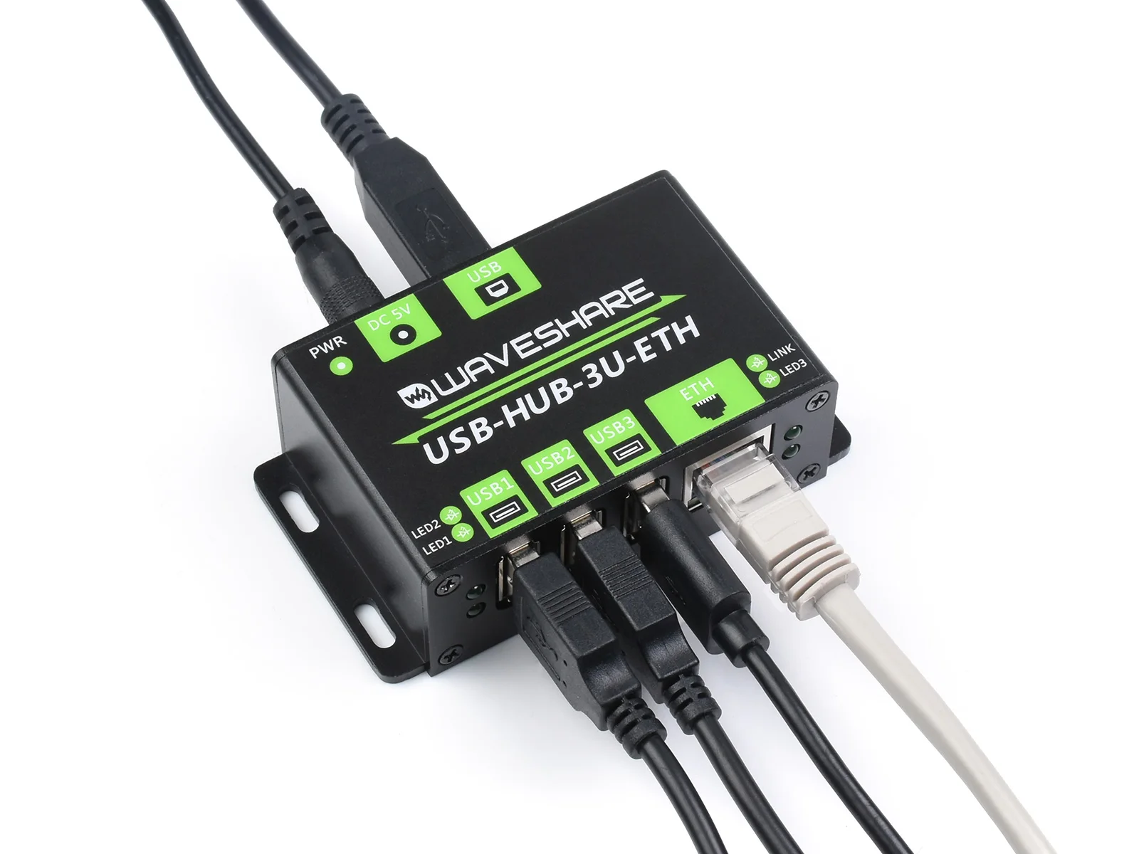 Waveshare Industrial Grade Multifunctional USB HUB Extending 3x USB Ports + 100M Ethernet Port Stable And Smooth