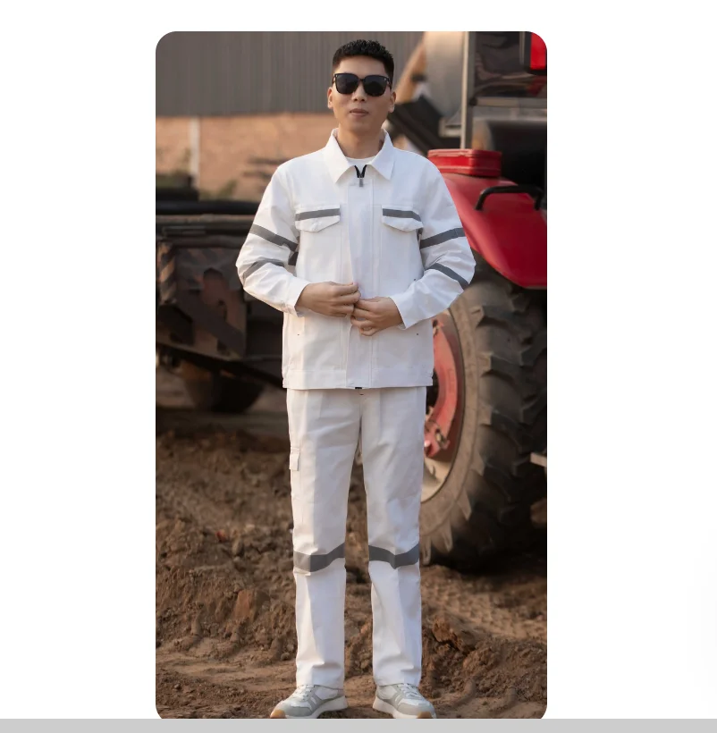 Spring and Autumn Cotton Work Clothes with Reflective Strips for Welders' Safety Appare
