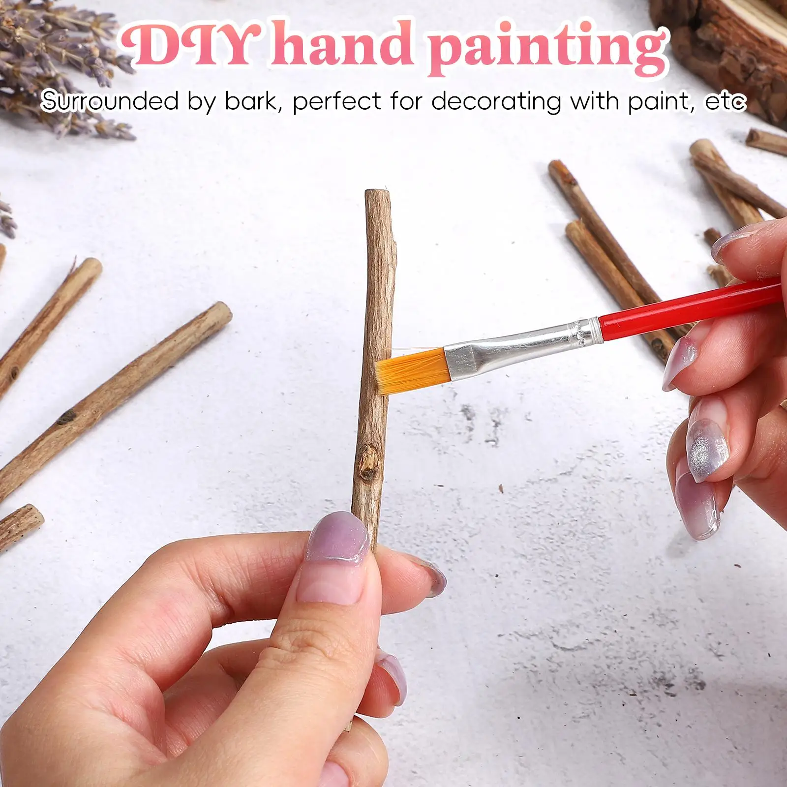 100 Pcs Tea Tree Sticks Mini Craft Decors Twigs Wood Slices Long for Crafts Small Log Split Dowel Rods Supplies