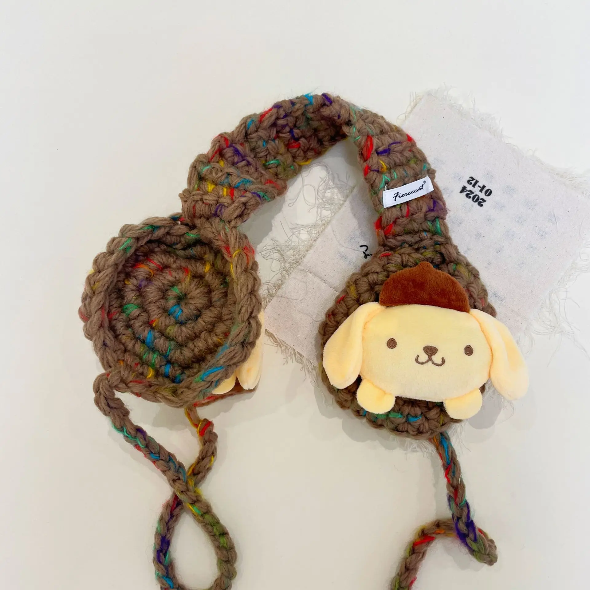 MINISO Sanrio 겨울 따뜻한 만화 양모 공 테더 학생 귀 보호 사이클링 니트 귀마개 따뜻한 양모 귀마개