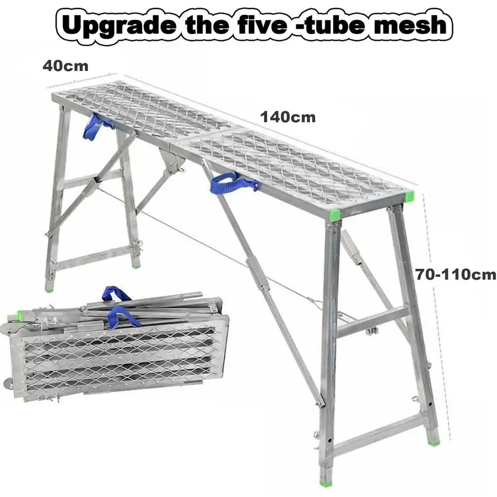 Portable Folding Scaffolding Work Bench Step Ladder Adjustable Height Multipurpose Platform for Washing Vehicles Cleaning Window