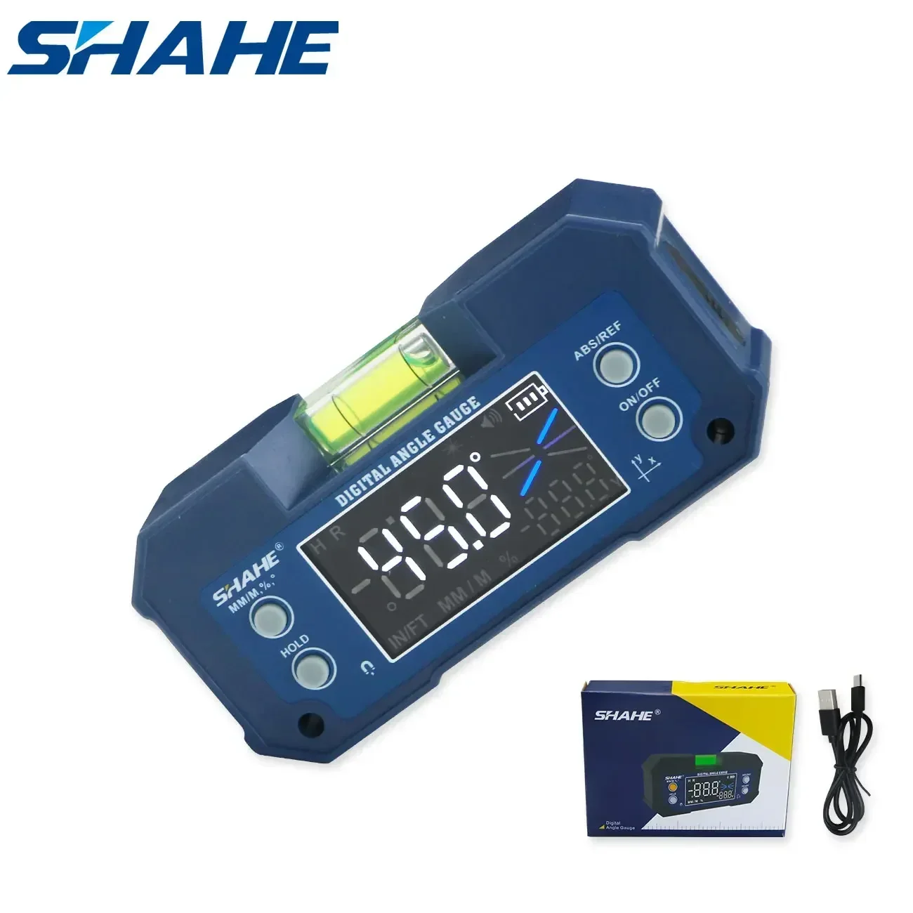 

SHAHE Dual Axis Digital Protractor Inclinometer Rechargable Digital Angle Finder Level Box With Optional Wireless transmission